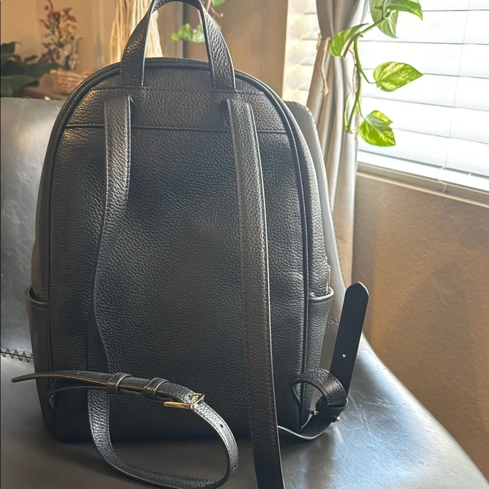 kate spade Black Pebbled Leather Mini Backpack with Gold Accents